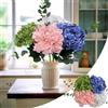 KP HOME Bouquet di Finte Realistiche Ortensie con Finitura al Tocco Reale Grande 50 cm - Set da 4 Fiori (Blu, Bianco, Rosa, Verde) + 2 Rami di Eucalipto - Fiori Finti per Decorazioni Casa, Matrimonio