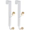 MACOLE Appendiabiti da porta con manopole in legno, extra forte, in acciaio inossidabile resistente, antiruggine, non si rovina alcun danno, per camera da letto, bagno, corridoio, bianco, set da 2