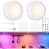 VOAKZEF 2 Pezzi Luci Puck,Luci Puck Led Ricaricabili,13 colori illuminazione sotto il mobile,luci led ad incastro,Luce a spinta magnetica con dimmer e timer per camera da letto,cucina,armadio,scale,auto