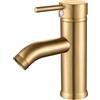 kisimixer Rubinetto Monocomando per Lavabo da Bagno, Miscelatore Lavabo Rubinetto Bagno Lavabo Acciaio Inossidabile 304, Aeratore Removibile, Oro Spazzolato