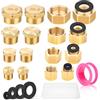 lompyeu 16 Pcs Tubo Dell'Acqua Con Tappo Cieco，1/8 1/4 3/8 1/2 3/4 Tappo per Tubo in Ottone con Filettature Interne ed Esterne,con Nastro Idraulico, per Lavatrice Valvola Radiatore Valvola