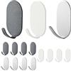 ZSUIQIN 15 pezzi Ganci autoadesivi, Gancio Appendiabiti a Parete Senza Forare, Ganci da parete per Bagno, Cucina, Ufficio, panni, asciugamani e chiavi(Bianco + Nero + Argento)