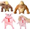 HONGECB Maiale Rosa e Gorilla marrone, Pack da 2 Squishy Antistress Resistenti, Sollievo Immediato per Adulti e Bambini, Silicone Premium