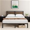 Zinus Letto Kai 140 x 200 cm - Altezza 80 cm - Struttura sostenibile in bambù e metallo con testiera - Letto in metallo con rete a doghe - Piazza sotto spazio libero - Facile da montare - Nero e