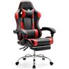 DUMOS Sedia da gaming, ergonomica, con poggiapiedi, in policarbonato, traspirante, con cuscino lombare regolabile, cuscino e braccioli, portata 150 kg