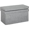 HOMCOM Panca Contenitore Pieghevole con Schienale e Vano da 77L, Rivestimento in Tessuto, 76x50x73 cm, Grigio | Aosom Italy