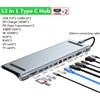 NONE Hub di tipo C 11/12 in 1 con adattatore multiporta 4K compatibile con HDMI Dock Station USB 3.0 RJ45 SD/TF VGA PD per Laptop MacBook iPad