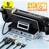 BASEUS Docking Station USB C Baseus per Steam Deck e Nintendo Switch, da Tipo C a HDMI 4K@60Hz, RJ45, PD 100W, USB 3.0, Hub 6-in-1 Tipo C