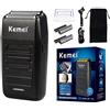 Kemei Rasoio Cordless Ricaricabile per Uomo Doppia Lama Alternativa Barba Rasoio Cura del Viso Multifunzione Forte Trimmer KM-1102