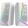 REDRAGON Altoparlanti da tavolo Redragon GS520 RGB, altoparlante stereo per PC a 2.0 canali con 6 modalità LED colorate, suono migliorato, bianco/rosa