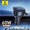 Baseus 60W Caricabatteria da auto 2 in 1 Cavo retrattile SCP 25W QC PD 30W Caricatore rapido per telefono da auto per iPad iPhone 16 15 14 13 Pro Samsung