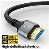 FDBRO Cavo HDMI 2.1 8K 4K @ 120Hz 8K @ 60Hz 48Gbps EARC ARC HDCP HDR ad altissima velocità per cavo video RTX PC portatile Proiettore TV HD PS5