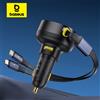 Baseus caricabatteria da auto da 60W doppio cavo retrattile Type-C USB QC PD PPS caricabatteria da auto a ricarica rapida per iPhone Samsung Xiaomi