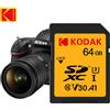 Kodak Scheda SD KODAK per fotocamera Scheda di memoria C10 ad alta velocità da 100 MB/s 32 GB 64 GB 128 GB 256 GB SDXC A1 U3 V30 UHS-I scard per 4K HD SLR DV