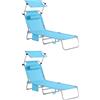 SoBuy OGS48-Bx2 Set da 2 lettini prendisole con tetto prendisole e sedia pieghevole con cuscino per giardini, cortili, spiagge