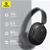 Baseus Cuffie senza fili Bluetooth 5.3 Livello HIFI Auricolare Driver da 40 mm Cuffie pieghevoli sopra l'orecchio 70 ore di riproduzione Audio spaziale
