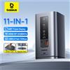Baseus 11-IN-1 USB C HUB HDMI DP 4K@60Hz MST Triplo Display USB 3.2 Splitter con RJ45 Microfono da 3,5 mm Docking station magnetica PD100W