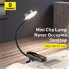 Baseus Lampada da scrivania portatile LED Mini Clip Lampada da tavolo ricaricabile USB Dimmerazione continua per laptop Lettura Comodino Luce notturna morbida