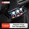 YZ Scatola portaoggetti magnetica posteriore centrale per Tesla Model Y Juniper 3 Highland 2026, organizer per schienale sedile auto, accessorio contenitore per rifiuti