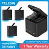 TELESIN 1220mAh 3Pack Batteria 3 Slot LED Luce Caricabatteria Scatola di Immagazzinaggio Cavo di Tipo C per GoPro Hero 5 6 7 8 Nero Fotocamera