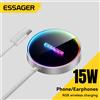 ESSAGER Caricabatterie wireless magnetici Essager da 15 W con cavo di ricarica rapido di tipo C per iPhone 16 15 Caricabatterie Dock di ricarica per telefono RGB MagSafe