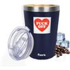 Fisura - Thermos originale "F*ck off". Borraccia termica da viaggio blu, tazza da caffè 310 ml in acciaio inox, senza BPA, ideale per auto e regalo divertente.