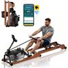 VEVOR Vogatore per Casa Vogatore ad Acqua Resistenza Silenziosa a 6 Livelli Vogatore Pieghevole in Legno con Serbatoio Acqua Carico158 kg, Compatibile con App Bluetooth per la Casa, 4 Ruote