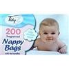 Guaranteed4Less Confezione da 200 sacchetti igienici usa e getta per neonati profumati e igienici