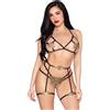 Leg Avenue Bra Top, Pearl G-String and Harness 89364 Black-Gold