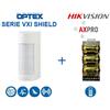 Kit con sensore Optex doppia tecnologia per esterno - Portata 12m con trasmettitore radio Hikvision