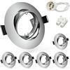 Wondlumi Set di 6 faretti LED GU10, 230 V, cromati, rotondi, orientabili, con attacco GU10 Brine