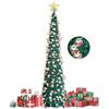 LZEXIN 150cm albero di natale pop up con luci incorporate,christmas tree pieghevole con 1 stella e 50 Luci LED,albero di natale pronto in 5 minuti,decorazione d'interni natalizia,paillettes verdi