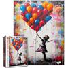 Tucocoo Puzzle colorati a palloncino per adulti, 1000 pezzi, Banksy Little Girl Street Artwork Jigsaw 50,8 x 68,8 cm, puzzle fai da te per la decorazione della casa