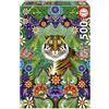 Educa - Puzzle da 500 pezzi per adulti e bambini | Tiger del Bengala, Catalina Estrada. Misura: 34 x 48 cm. Include la colla Fix Puzzle. Da 11 anni (19912)