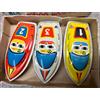 Set vintage di 3 barche sportive giocattolo in latta set giocattolo sovietico...