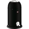 WESCO Kickmaster Junior Pattumiera in colore nero opaco, lamiera d'acciaio verniciata a polvere, ammortizzatore integrato, volume 12 litri, inserto in plastica, sportello di inserimento
