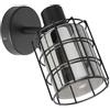 Eglo lampada da parete Consaca, luce da parete singola, faretto da parete in metallo, vetro fumé, illuminazione da soggiorno in nero, nero-trasparente, spot con presa E27