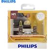 Philips WeatherVision H1 P14.5s 2900K Luce gialla per auto Faro alogeno Lampadine per auto originali Fascio alto e basso 12V 55W 12258WVS2