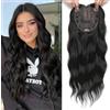 VEGALILY Parrucca da 50,8 cm, Base da 17,8 x 17,8 cm, Parrucca Ondulata per Donne, Parrucca Naturale Nera per Capelli Sottili, Parrucche Fatte a Mano con Linea Naturale per Donne