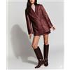 Fatto a mano Blazer donna bordeaux formale pelle doppiopetto pelle di agnello vera fatto a...