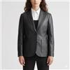 Fatto a mano Blazer donna due bottoni vera pelle di agnello fatto a mano nero pelle uffici...