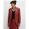Fatto a mano Blazer rosso da donna ufficio fatto a mano in pelle formale con due bottoni v...
