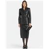 Fatto a mano Blazer formale pelle ufficio donna pelle di agnello nera vera fatto a mano de...