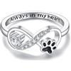 ONEFINITY Paw Print Anello in argento Sterling Memorial Cat Paw Print Ring Cane Infinity Puppy Pet Claw Ring for Women Cat Dog Jewelry for Women, 7, metallo prezioso