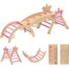 AIYAPLAY 8 in 1 Triangolo da Arrampicata in Legno Struttura da Arrampicata Montessori Tema Corona con Arco e Rampa Rosa | Aosom Italy