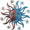 MUMTOP - Decorazione da parete in metallo con sole e luna, 34 cm, decorazione da parete per esterni, decorazione da appendere per giardino, cortile, soggiorno, camera da letto, patio, balcone