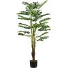 Avilia Pianta di Monstera Artificiale con 24 Foglie, 120 cm, Vaso con Muschio Naturale, Pianta Decorativa per Ambienti Interni, Design Realistico