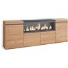 Skraut Home | Credenza, Mobile, Cucina | Madia, mobile ingresso | 210 | 4 Porte | Camino elettrico XXL | Stile moderno | Rovere