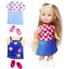 Simba Evi Love Fashion, bambola da gioco che indossa un grazioso vestito in jeans, con due altri abiti, con graziose stampe e sneakers, 12 cm, dai 3 anni in su