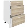 VCM cucina mobili, mobile cucina base Mobile da cucina larghezza 50 cm Cassettiera Cucina Mobili da cucina Esilo Bianco/rovere Sonoma